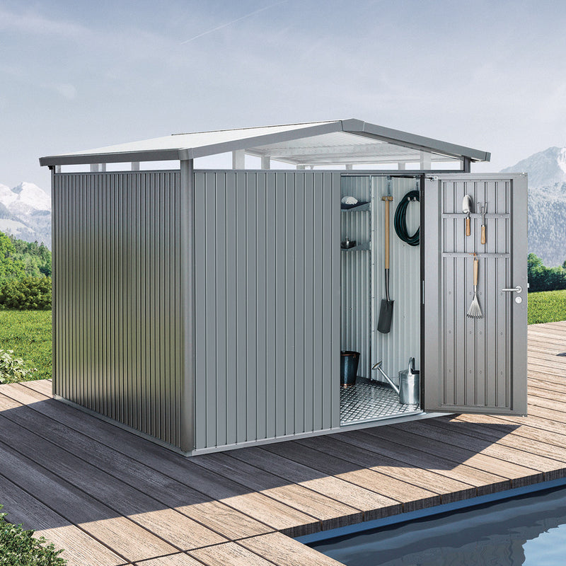 Biohort Gerätehaus Panorama P4 (273 × 278 × 227 cm) Quarzgrau-metallic Standardtür
