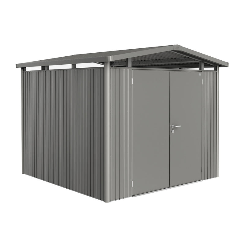 Biohort Gerätehaus Panorama P4 (273 × 278 × 227 cm) Quarzgrau-metallic Doppeltür