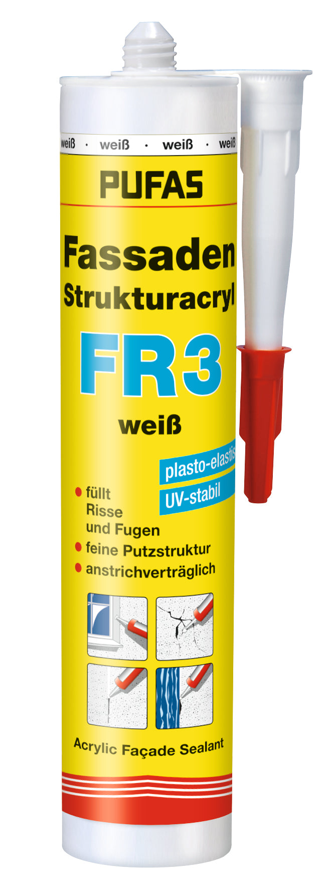 decotric Fassadenstrukturacryl FR3 Acryldichtstoff, weiß (310 ml)