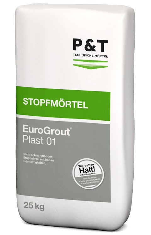 P & T EuroGrout Plast 01 Unterstopfmörtel, 25 kg, grau