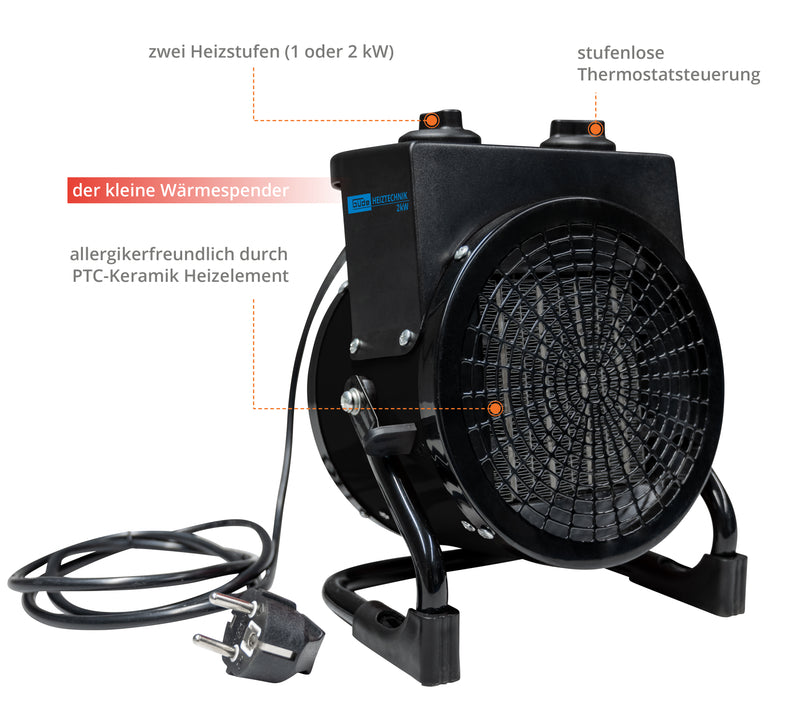 Güde Keramik Heizlüfter GH 2000 K schwarz, Elektroheizgerät