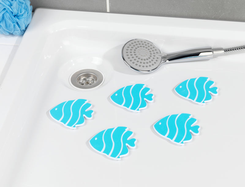 WENKO Fisch Antirutsch-Sticker-Set hellblau, 5 Stück, Kunststoff