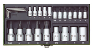 Proxxon Steckschlüsseleinsatz-Set TX 1/4" + 1/2", 24-teilig