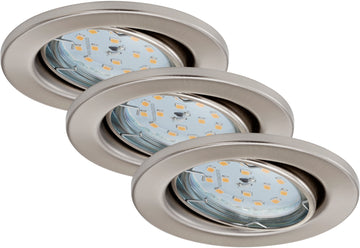 BRILONER Leuchten Einbauleuchten 3er-Set 3xLED 5W 400lm, matt-nickel