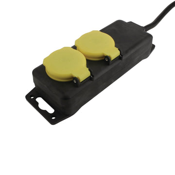 UNITEC Tisch-Stromverteiler Feuchtraum IP44, schwarz/gelb, 1,5 m Kabel