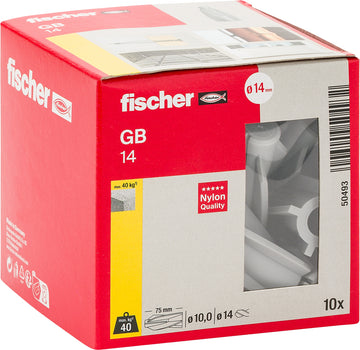fischer Gasbetondübel GB 14 aus Nylon, für Porenbeton (10 Stück)