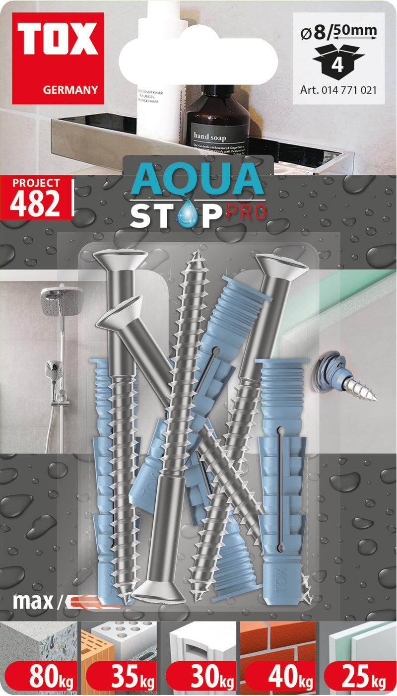 TOX Allzweckdübel Aqua Stop Pro 8x50 mm, für Schrauben- & Dübel-Set, 2 Stück