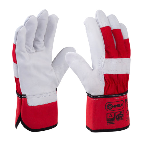 CONNEX Handschuhe Vollleder stark, Größe – weiß/rot