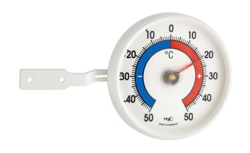 TFA Fensterthermometer aus Kunststoff, weiß – analog, Ø 72 mm