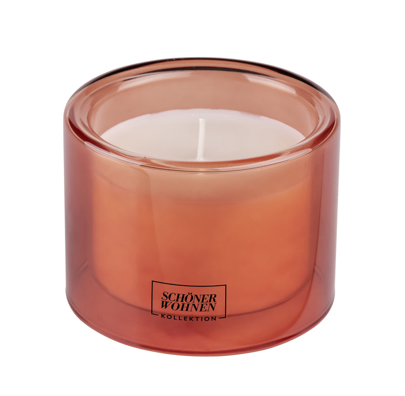 Schöner Wohnen Duftkerze M Sandalwood, bernsteinfarbenes Glas, im Glas