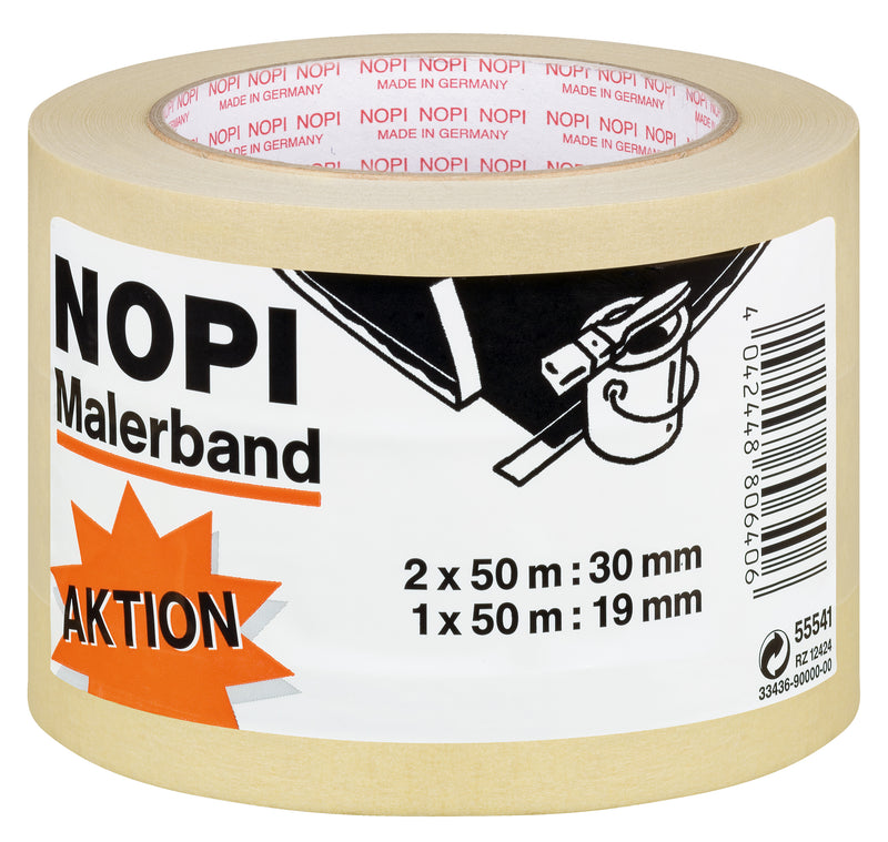 Tesa NOPI Malerband 3er Pack, 2x 30 mm & 1x 19 mm, je 50 m