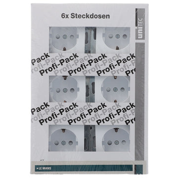 UNITEC Le Mans Schutzkontaktsteckdose weiß (6er Pack), 2-polig