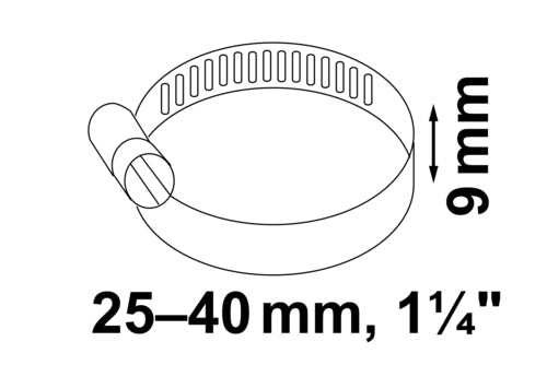 Schütte Schlauchschelle Edelstahl Silber, 25–40 mm, 9 mm Bandbreite