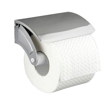 WENKO Basic Toilettenpapierhalter mit Deckel aus Edelstahl, glänzend