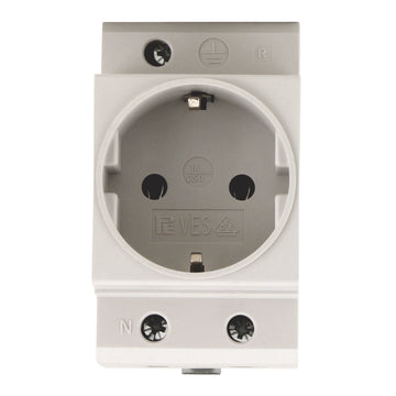 UNITEC Einbau-Schuko-Steckdose für Hutschiene, grau, 1x Schuko