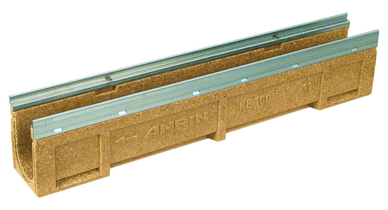 ANRIN DRAIN KE100 Rinne verzinkt mit Stahlzarge, 1 m – DN 100