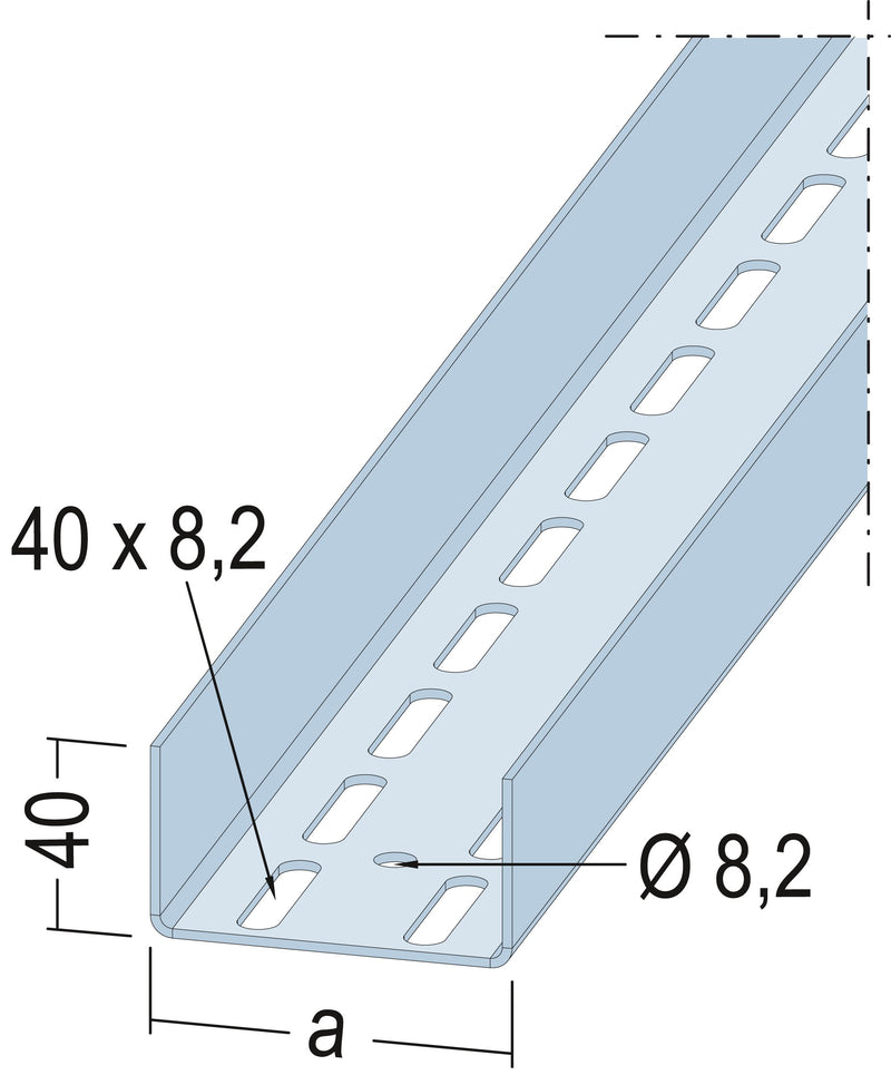 PROTEKTORWERK UA-U-Aussteifungsprofil 5130 75-20, 2,6 m (Stahl verzinkt)