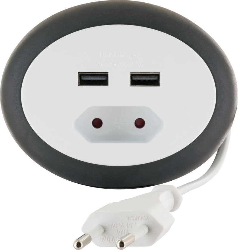 CONNECT Euroverlängerung mit 2xUSB weiß, 3 m Kabel