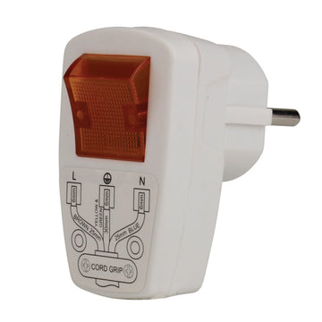 UNITEC Winkel-Schutzkontakt-Stecker Standard, weiß, PVC, beleuchteter Ausschalter