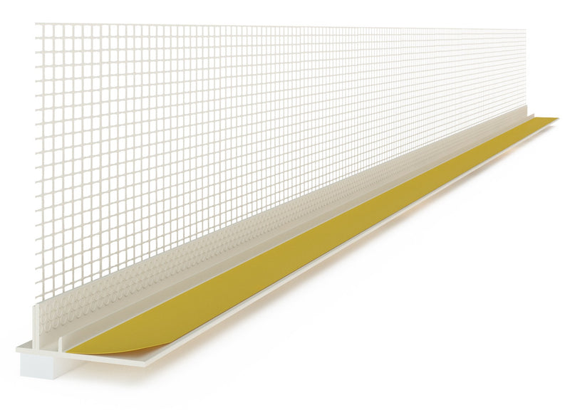 BAUKOM Anputzleiste 6 mm mit Gewebe, Steg an Lasche, PVC