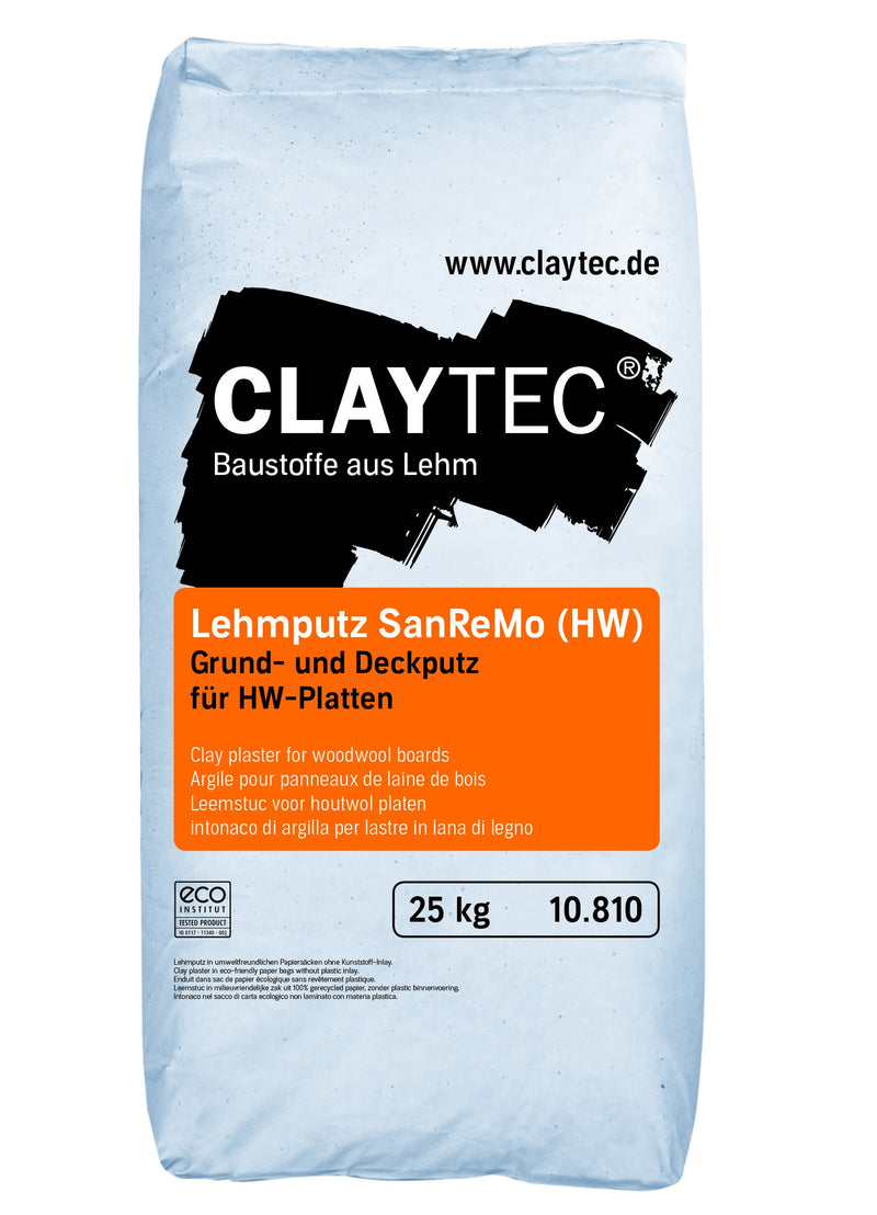 Claytec Lehmputz SanReMo, Lehm-Unterputz, 25 kg