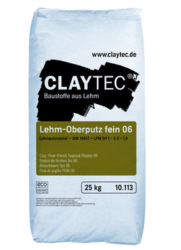 Claytec Lehm-Oberputz fein 06, mineralisch, 25 kg