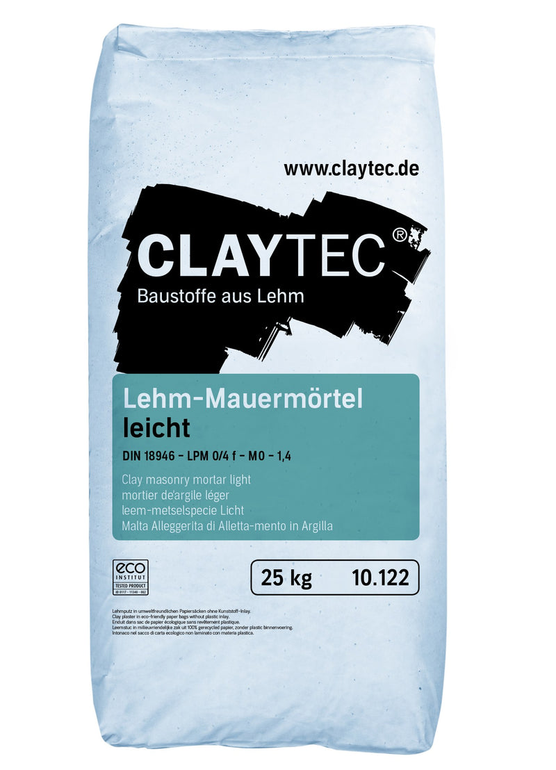 Claytec Lehm-Mauermörtel leicht für Wand, 25-kg-Sack