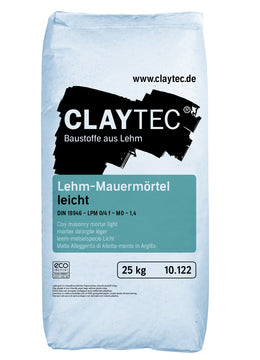 Claytec Lehm-Mauermörtel leicht für Wand, 25-kg-Sack