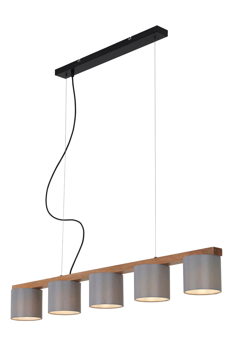 BRILONER Leuchten Pendelleuchte 5xE14 grau Holz Stoff