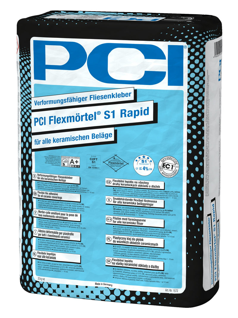 PCI Flexmörtel S1 Rapid 20-kg Fliesenkleber, grau, verformungsfähig