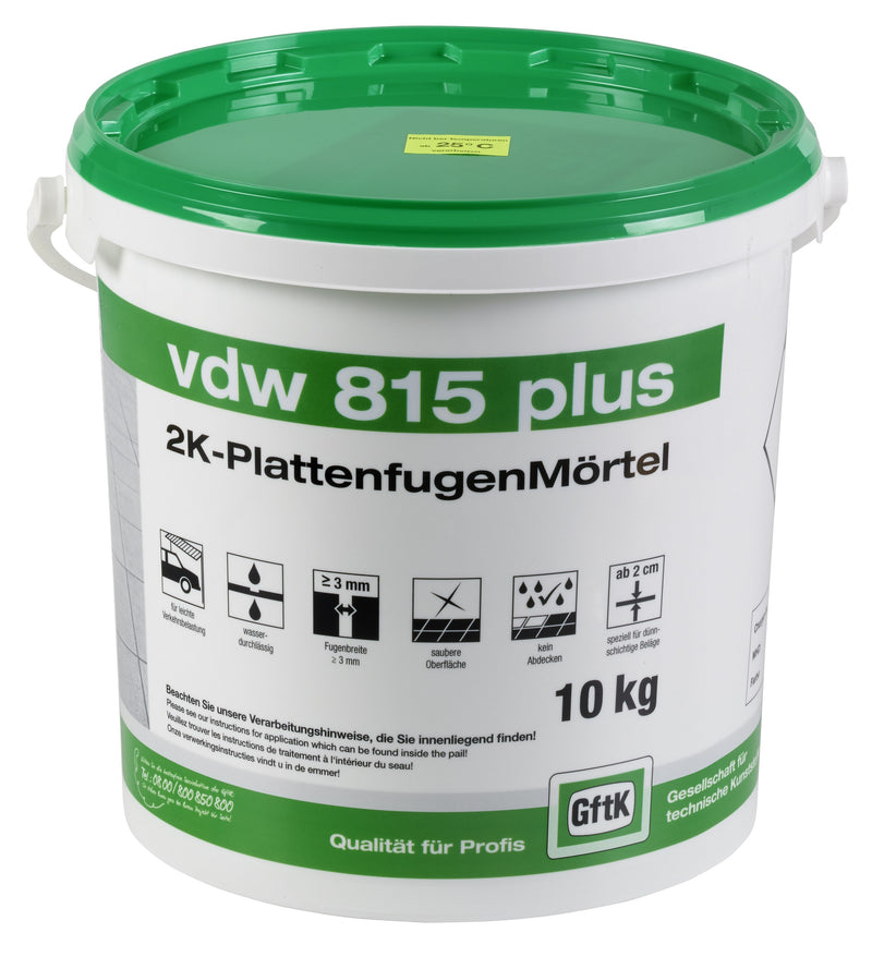 vdw 815 plus steingrau 10-kg PlattenfugenMörtel (2K) Eimer