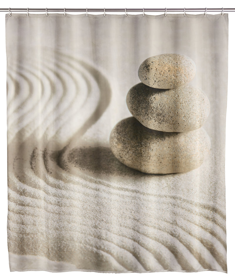 WENKO Duschvorhang „Sand & Stone“ aus Polyester, mehrfarbig, 180 x 200 cm