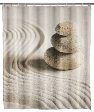 WENKO Duschvorhang „Sand & Stone“ aus Polyester, mehrfarbig, 180 x 200 cm