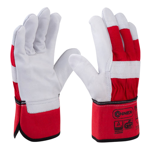 CONNEX Handschuhe Vollleder stark, Größe – weiß/rot