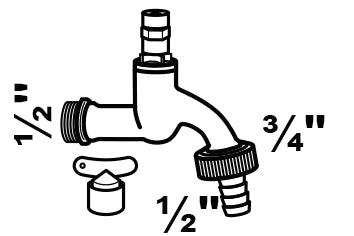 Schütte MS Auslaufventil 1/2"AG x 3/4"AG x 1/2"T verchromt mit Steckschlüssel