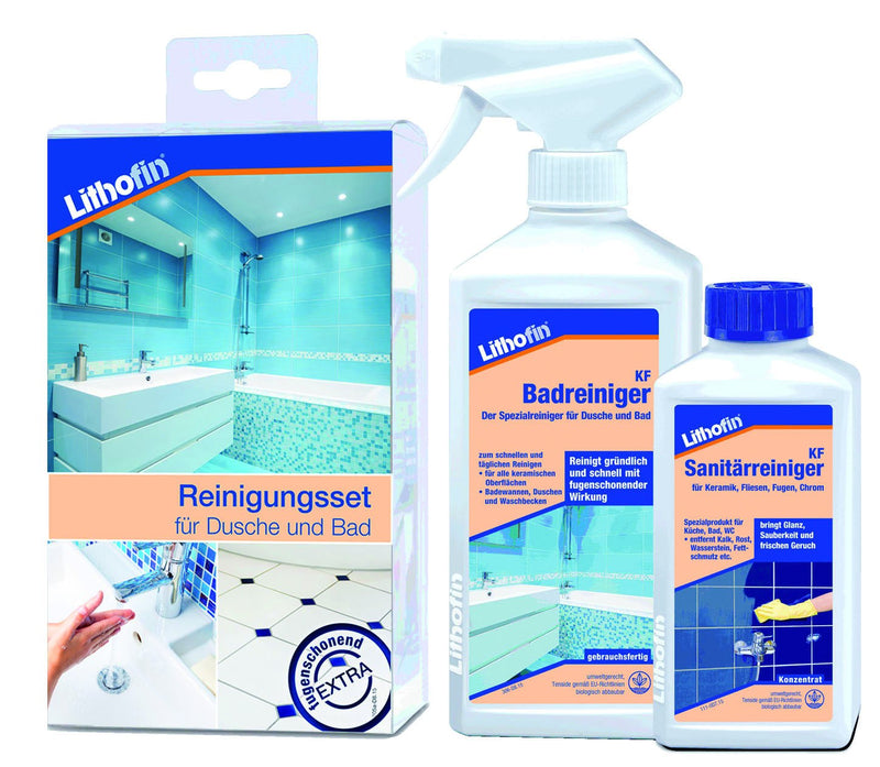 Lithofin Reinigerset Dusche & Bad KF Badreiniger, KF Sanitärreiniger