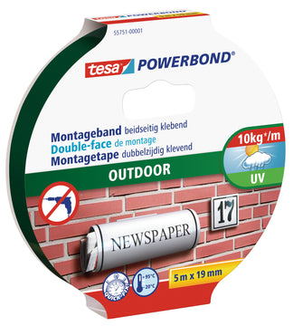 tesa Powerbond OUTDOOR Montageband beidseitig klebend, grün (19 mm x 5 m)
