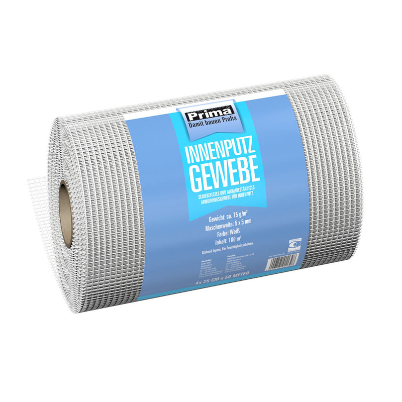 BAUKOM Prima Innenputzgewebe weiß, Glasfaser-Putzarmierung Rolle 25 cm x 100 m