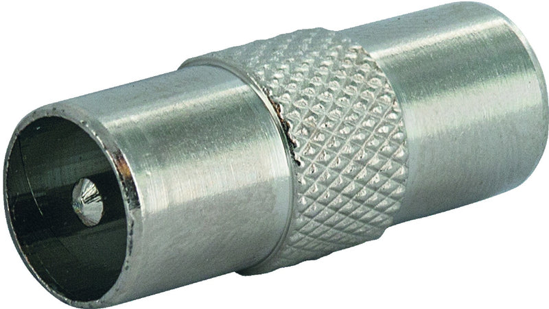 SCHWAIGER Koax-Doppelstecker IEC, 25 mm, silber, 1 Stück