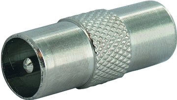 SCHWAIGER Koax-Doppelstecker IEC, 25 mm, silber, 1 Stück