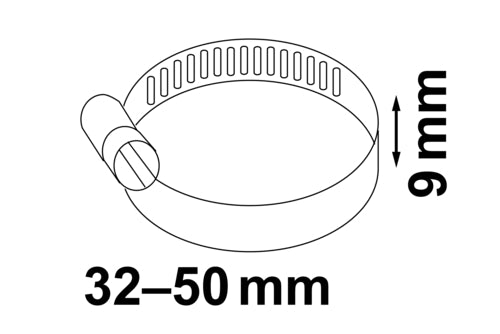 Schütte Schlauchklemme, 9 mm Bandbreite Edelstahl