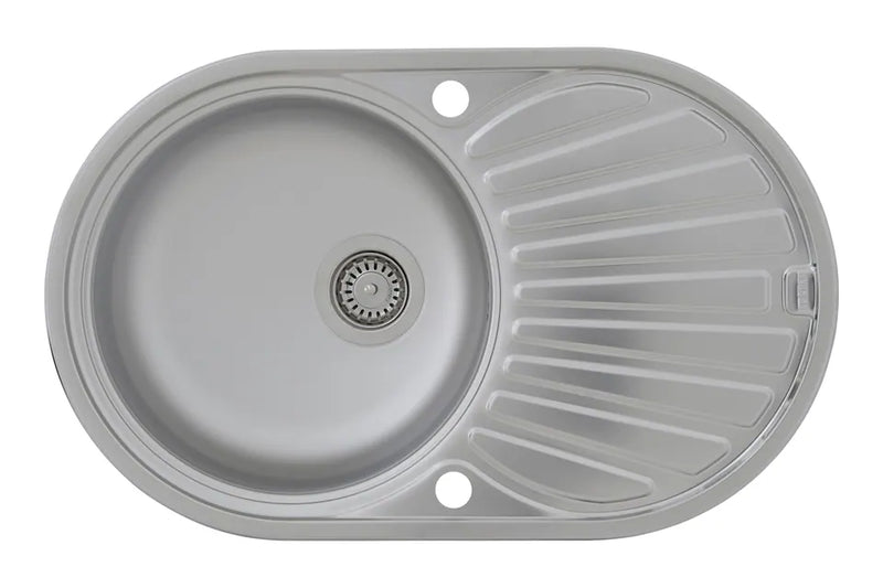 respekta Cansas Oval Einbauspüle Edelstahl silber, 860 x 500 x 200 mm, mit Garnitur