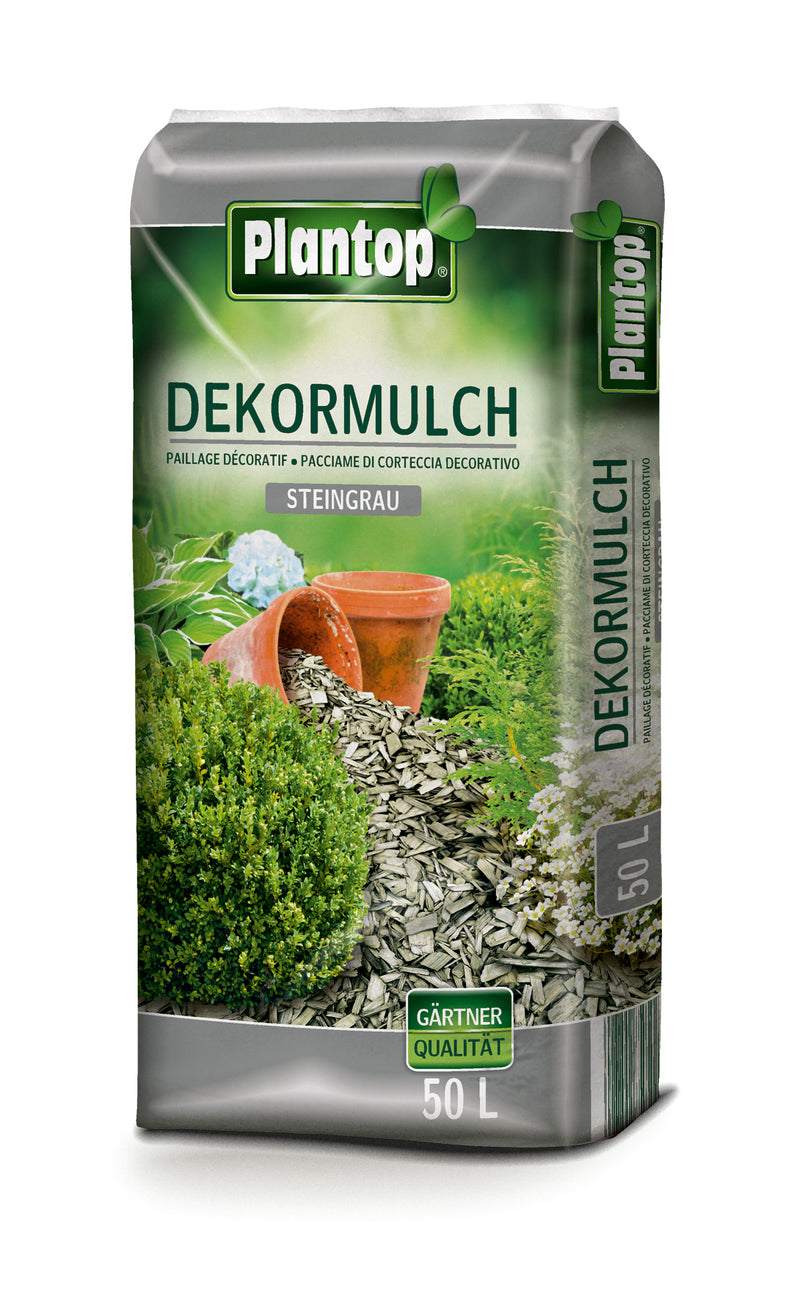 Plantop Dekor-Mulch steingrau, Körnung 10–40 mm, 50 l