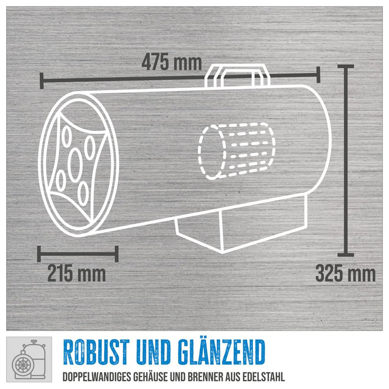 Güde Gas-Heizgebläse GGH 17 INOX, silber, Edelstahl, 475 x 215 x 325 mm