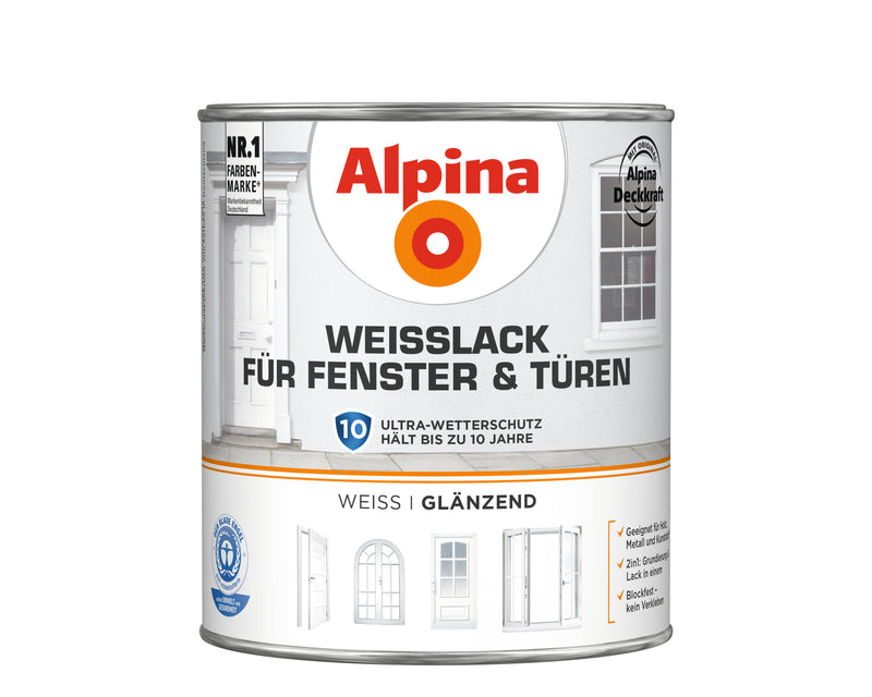 Alpina Weißlack für Fenster & Türen glänzend, weiß