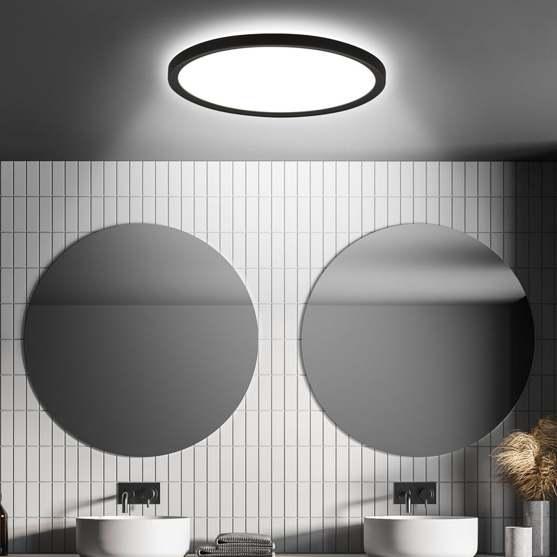 BRILONER Panel LED Ultra flat mit Backlight schwarz + Microwave IP44