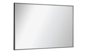 FACKELMANN eckiger LED-Lichtspiegel mit Sensordimmung, Rahmen schwarz 100 cm