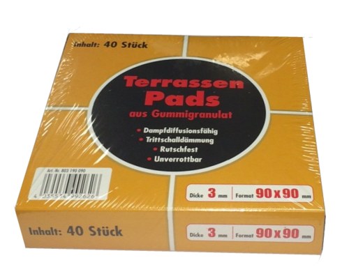 ferax Terrassenpad schwarz 90x90 mm, 3 mm stark (40 Stück)