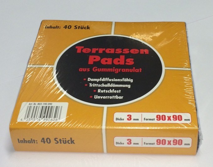 ferax Terrassenpad schwarz 90x90 mm, 3 mm stark (40 Stück)