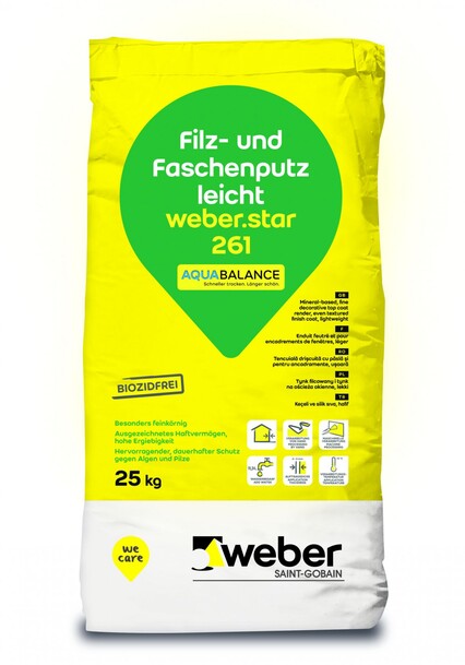 weber.star 220 AquaBalance Scheibenputz Jura mineralisch Farbe 0010, 25 kg